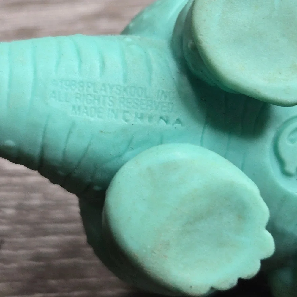 Vintage Playskool 1988 Triceratops Dinosaur Green Soft Rubber Action Figure Toy